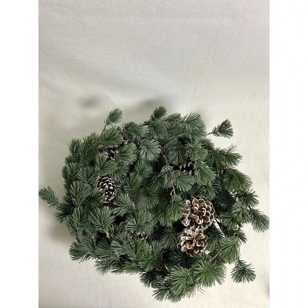 Rustic Winter Farmhouse OZFHUA 13in Green Pinecone Cedar Pine Wreath